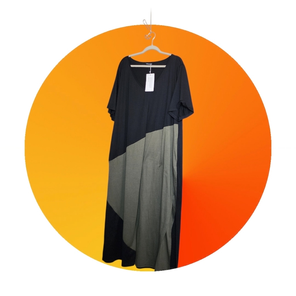 Elegant Black and Sage Green Women's Dress